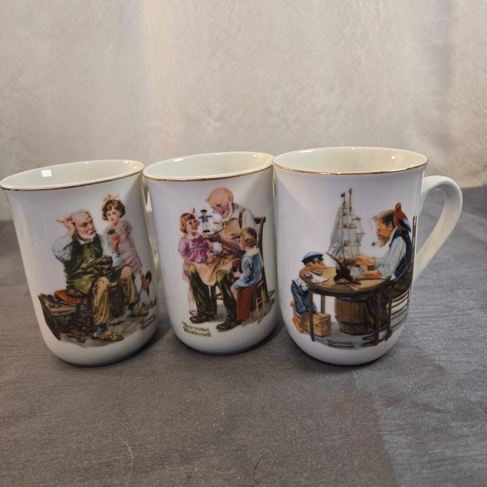 Norman Rockwell Museum‎ Collector's Mugs Set of 3 Vintage Scenes